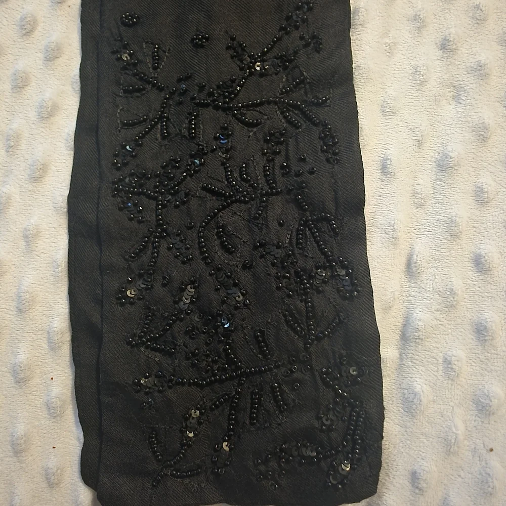 Elegant Black Beaded Scarf